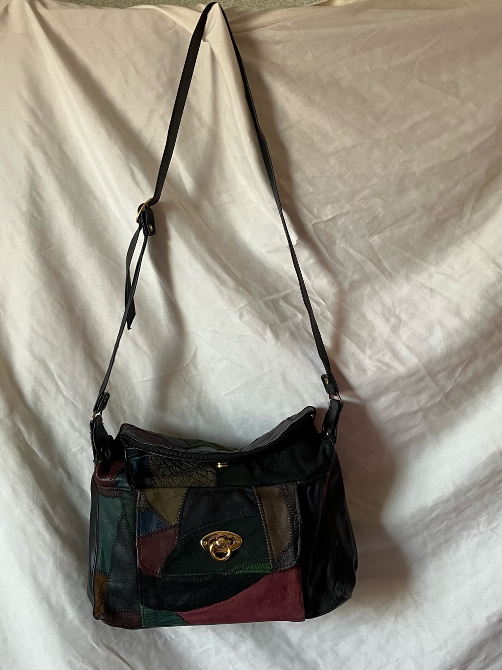 Multi-Color Patchwork Leather Crossbody Bag